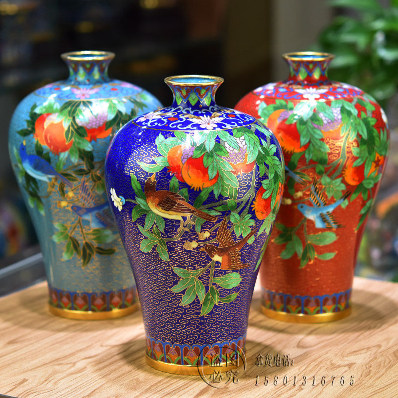 北京景泰蓝花瓶10寸梅瓶铜胎珐琅新中式家居装饰摆件乔迁新婚礼品,特色手工艺,景泰蓝,淘宝优惠券,粉丝福利购,淘宝优惠卷