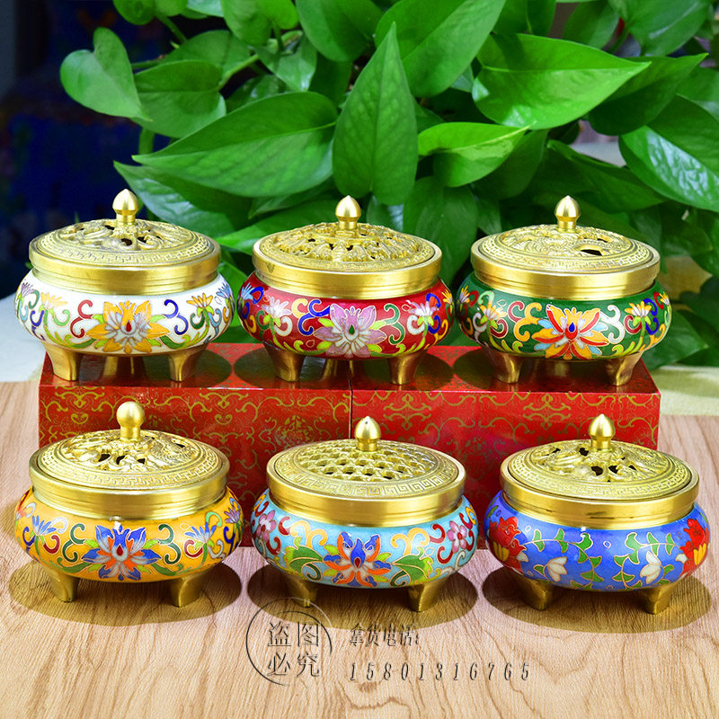 北京景泰蓝黄铜厚胎薰香炉老中式家用茶室供佛手工掐丝三足打篆炉,特色手工艺,景泰蓝,淘宝优惠券,粉丝福利购,淘宝优惠卷