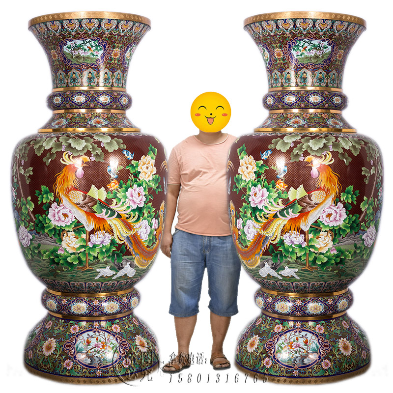 北京景泰蓝80寸大花瓶门厅铜摆件