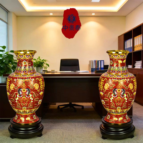 北京珐琅景泰蓝30寸周器垒大花瓶