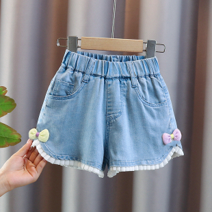 洋气外穿花边裤 儿童牛仔短裤 女童三分裤 小女孩热裤 子宽松 夏天薄款