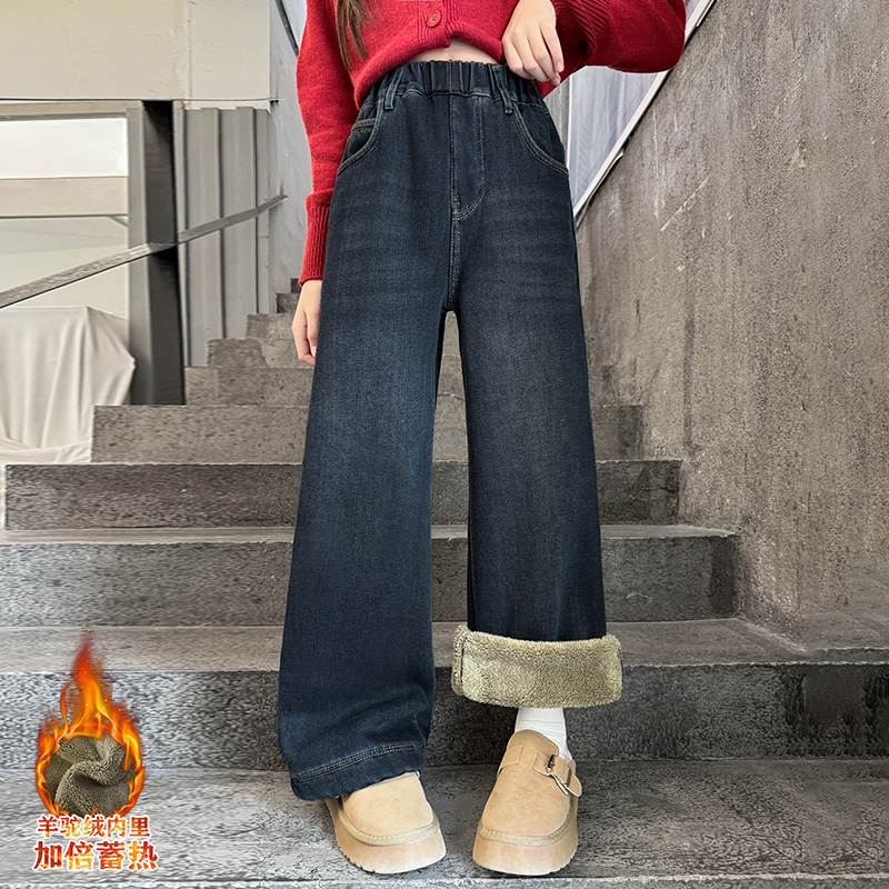 女童超厚裤子羊驼绒冬款