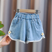 洋气女童牛仔短裤 夏季 儿童韩版 薄款 高腰宽松热裤 2025新款 外穿裤 子
