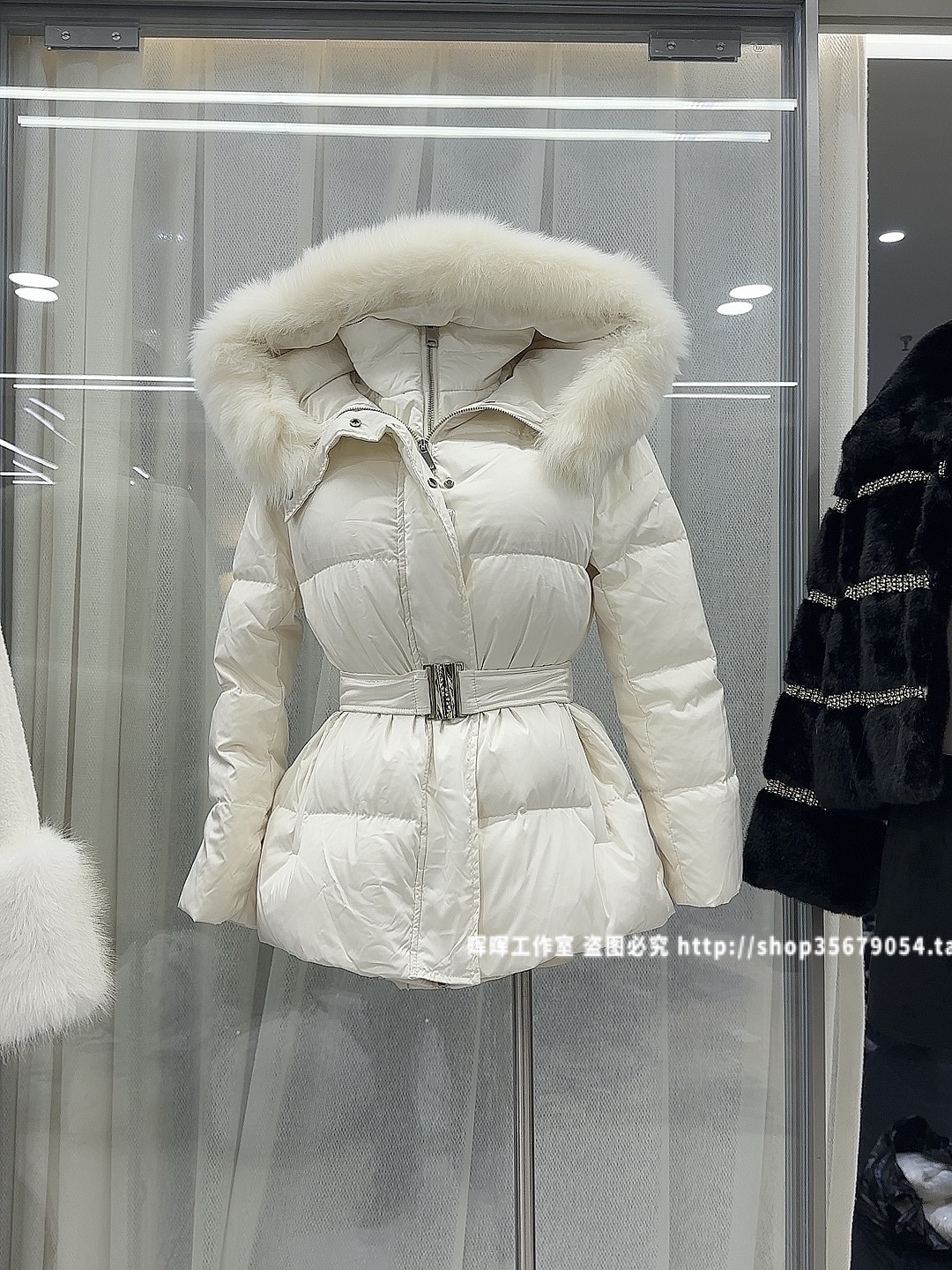 2025新款女装秋冬韩版宽松休闲慵懒风连帽羽绒服外套配腰带