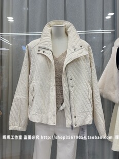 2026秋冬新款女装立领长袖短款外套女冬新款菱形菱格棉服棉衣