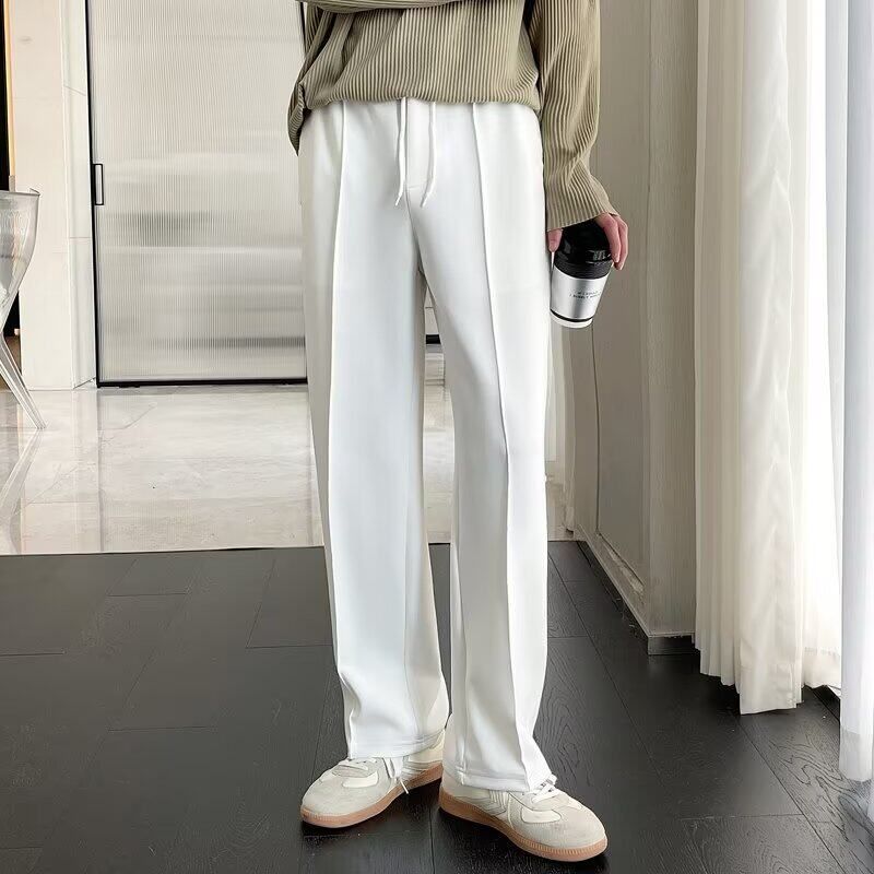 直筒薄款男士系带简约休闲长裤卫春季系风垂感轻熟情侣宽松裤子男