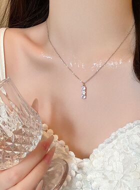 锆石超闪高级感一字锁骨项链个性