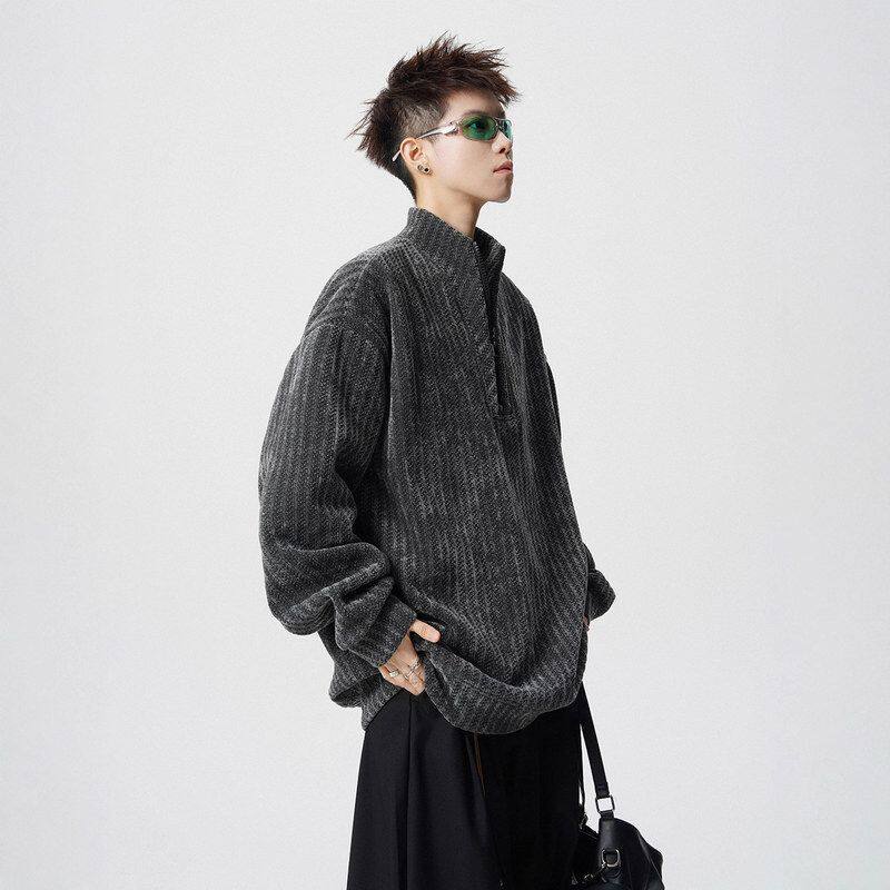 大码卫衣套头潮牌拉链高级感外套男款美式痞帅解构设计半男装冬季