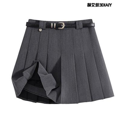 学院风灰色百褶裙短裙女小个子百搭显瘦纯色高腰A字半身裙JK裙