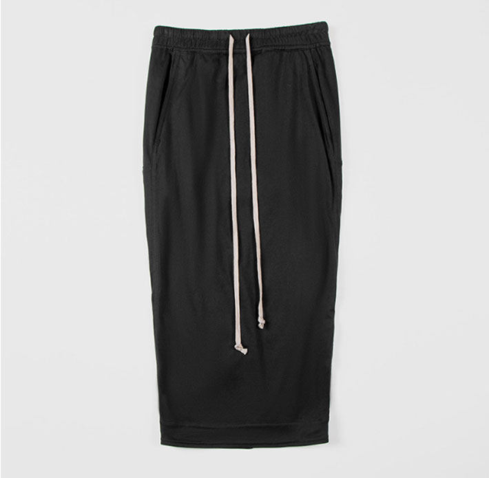 暗黑纯色棉质针织半身裙贴身修身裙松紧带抽女生开边裙