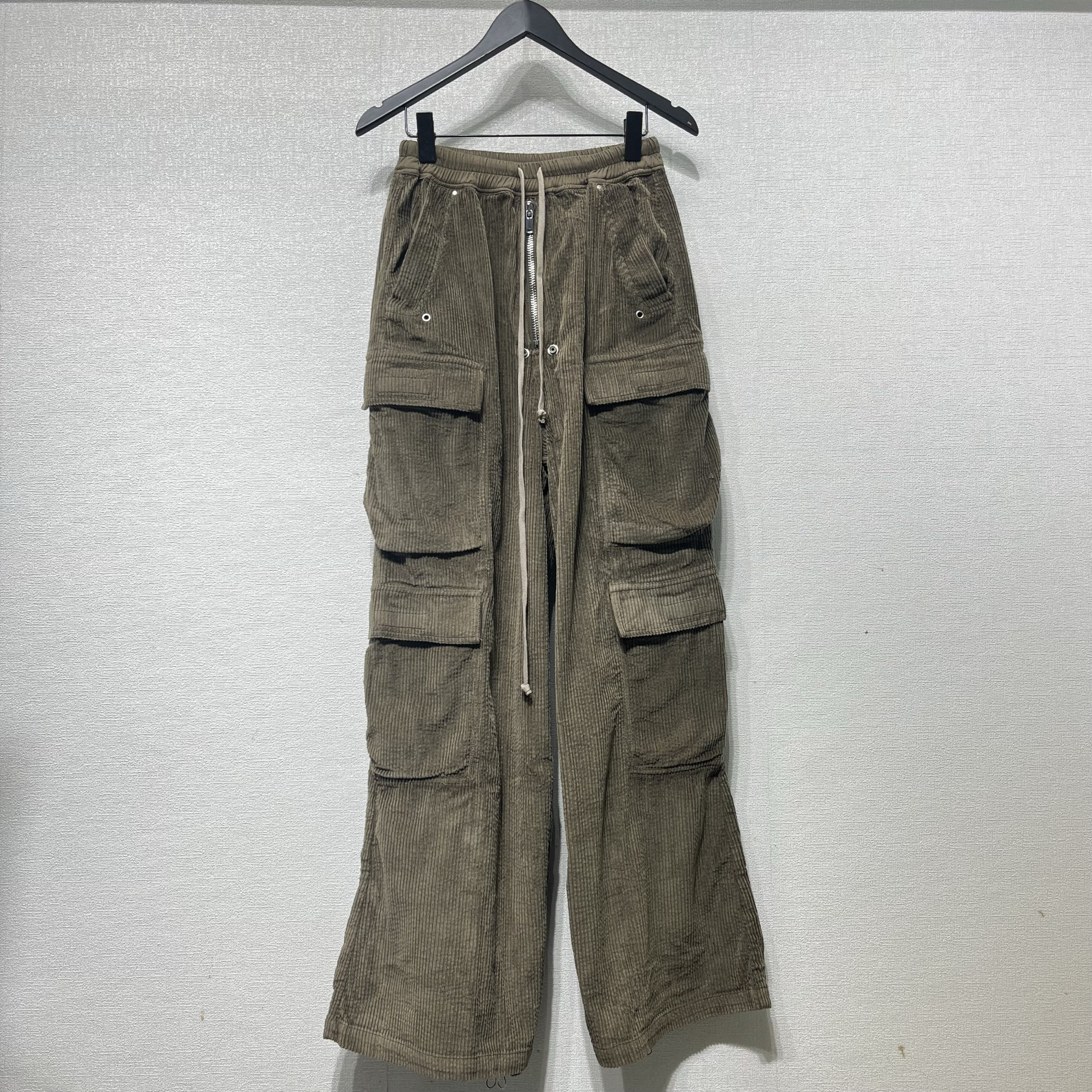 秋冬暗黑R嘻哈O工装宽松阔腿裤男女同款松紧带灯芯绒大口袋休闲裤