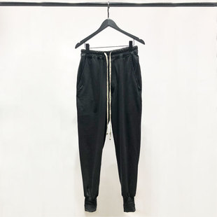 休闲裤 秋冬新款 男士 副线简约纯色松紧带纯棉运动休闲卫裤 暗黑风格