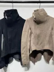 Autumn and Winter Dark R-Style O Women's Slim-Fit Swallowtail Cut Zipper Cardigan Woolen Short Jacket
