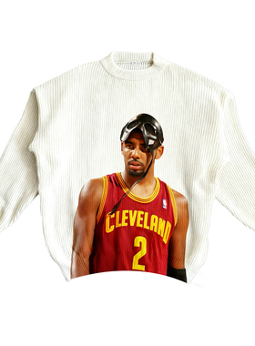 原创欧文骑士数码直喷印花美式大印花秋冬保暖毛衣潮男女针织衫白