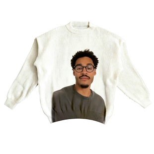 原创普尔头像数码直喷印花美式大印花秋冬保暖毛衣潮男女针织衫白