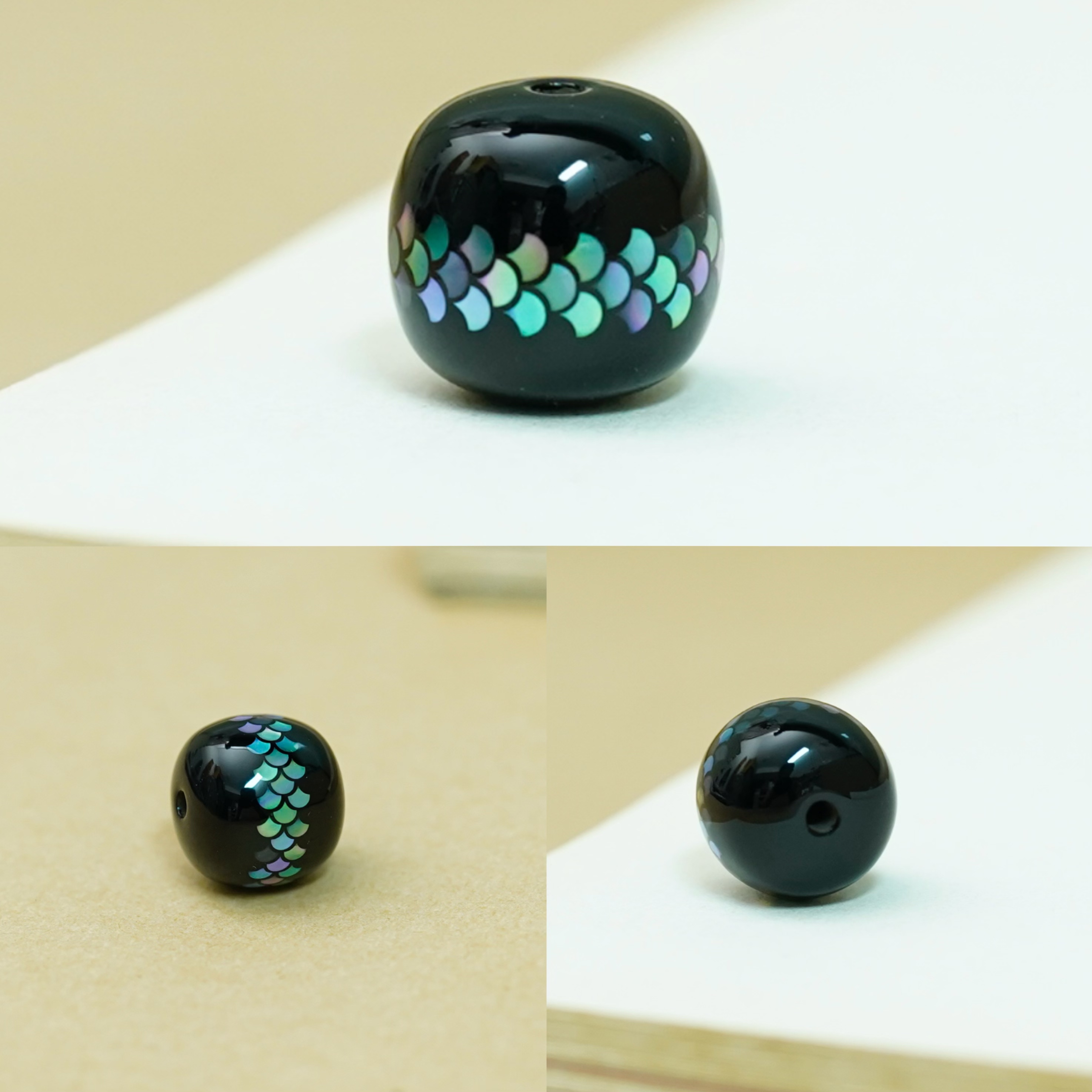 大漆螺钿龙鳞珠定制手链