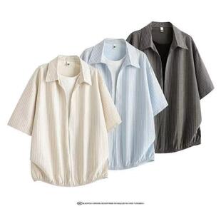 日系女士双层纱布棉纱线宽松长袖衬衫中长款家居服两用袖C05