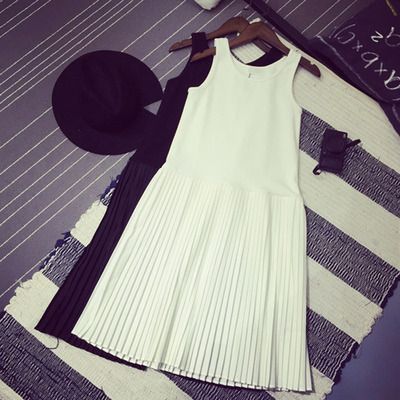 内搭打底吊带百褶雪纺背心连衣裙