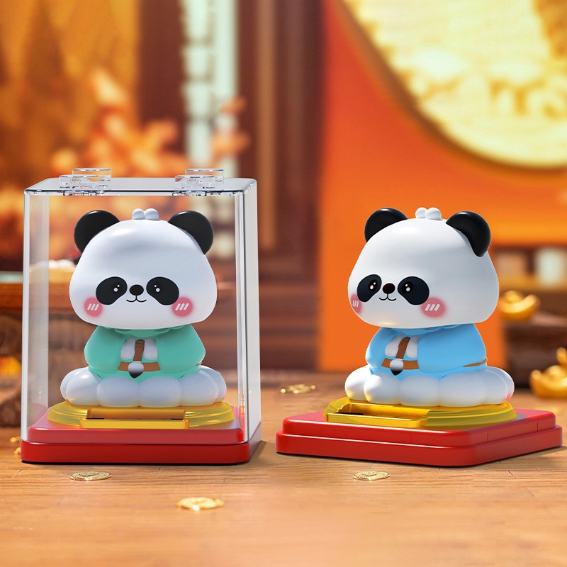 太阳能自动点头熊猫车载摆件