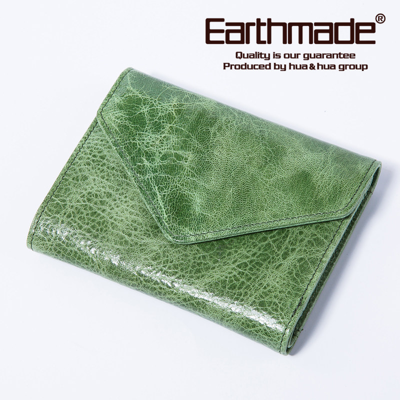 Earthmade头层牛皮真皮春小众设计师钱包ins潮流个性女超火小钱夹