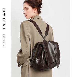 后植复古休闲通勤头层牛皮背包旅行包出游双肩包皮百搭鞣女式