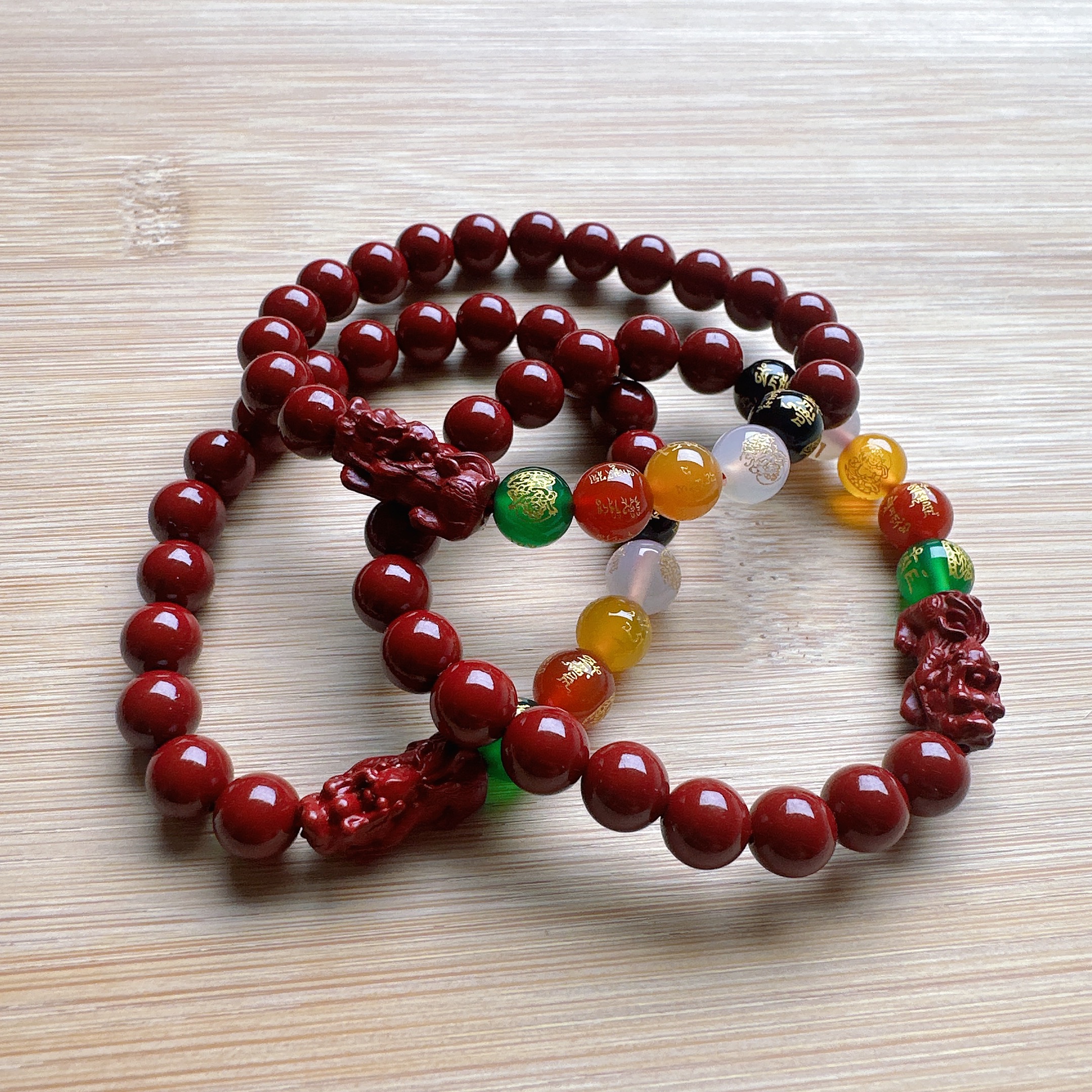 朱砂五路财神貔貅手串女款