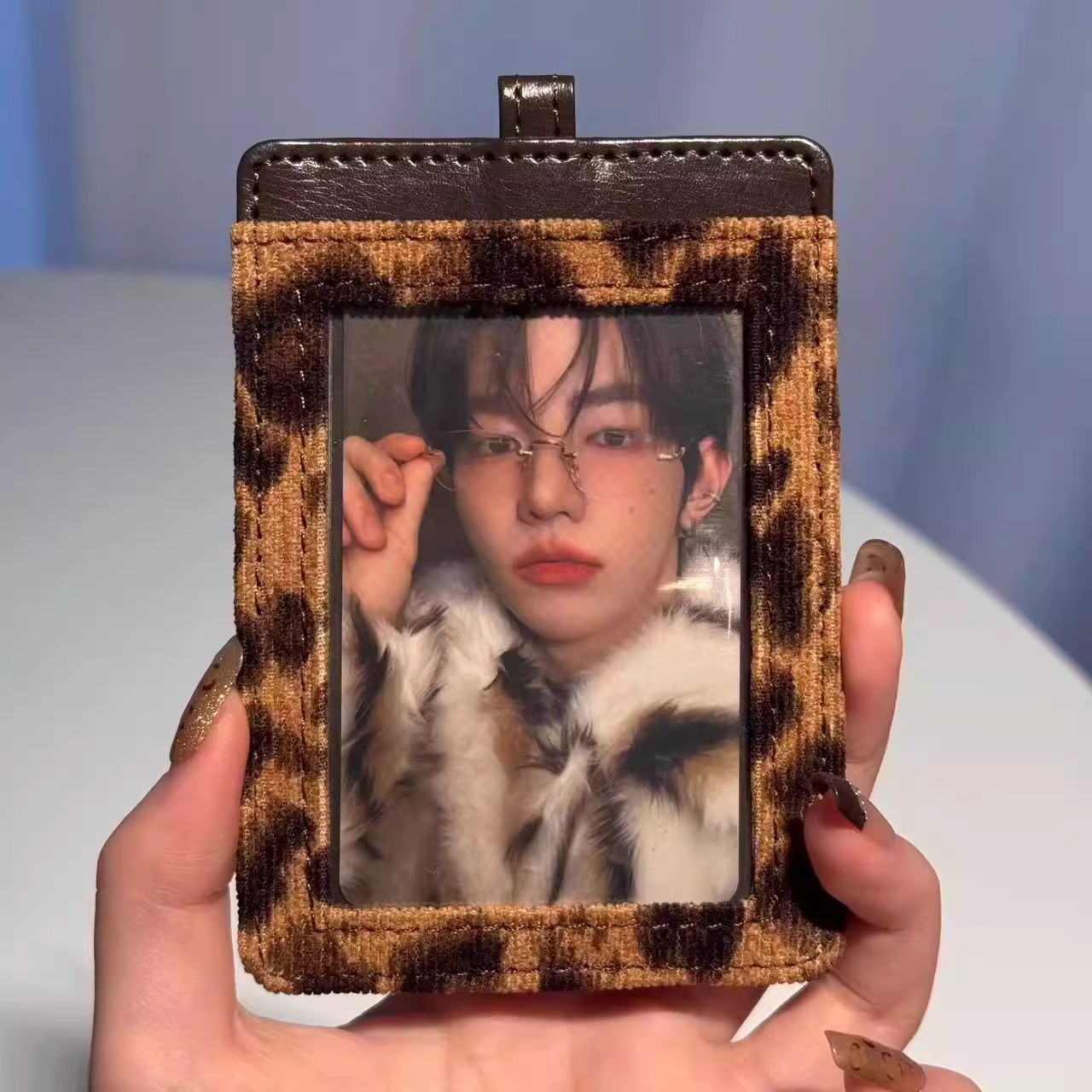 韩系豹纹卡套ins风明星爱豆卡套