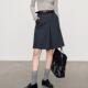 知识分子半裙西装 裙女2025春秋高腰修身 显瘦百搭A字灰色及膝中裙
