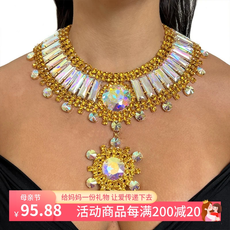 跨境热销南法风情夸张项链晚会派对奢华水钻项饰配饰女necklace