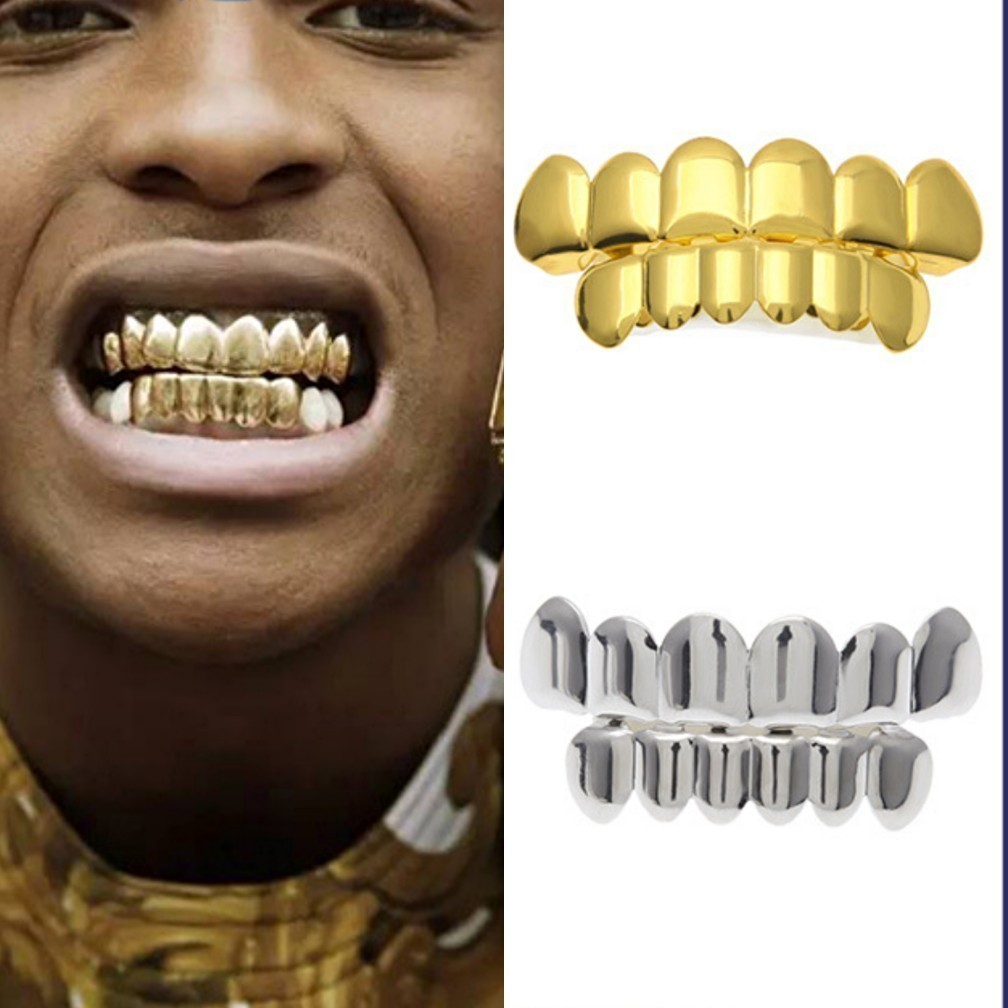 欧美Hiphop Grillz嘻哈牙套金属潮流炸街大金牙套rapper牙齿饰品