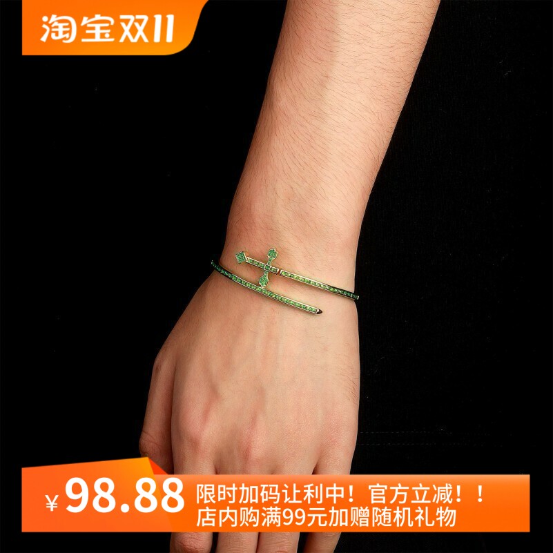 欧美正义之剑手镯混搭风质感金属十字形简约保色手饰饰品