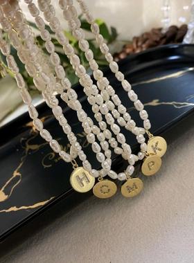 欧美可定制圆牌微镶异形珍珠闪钻