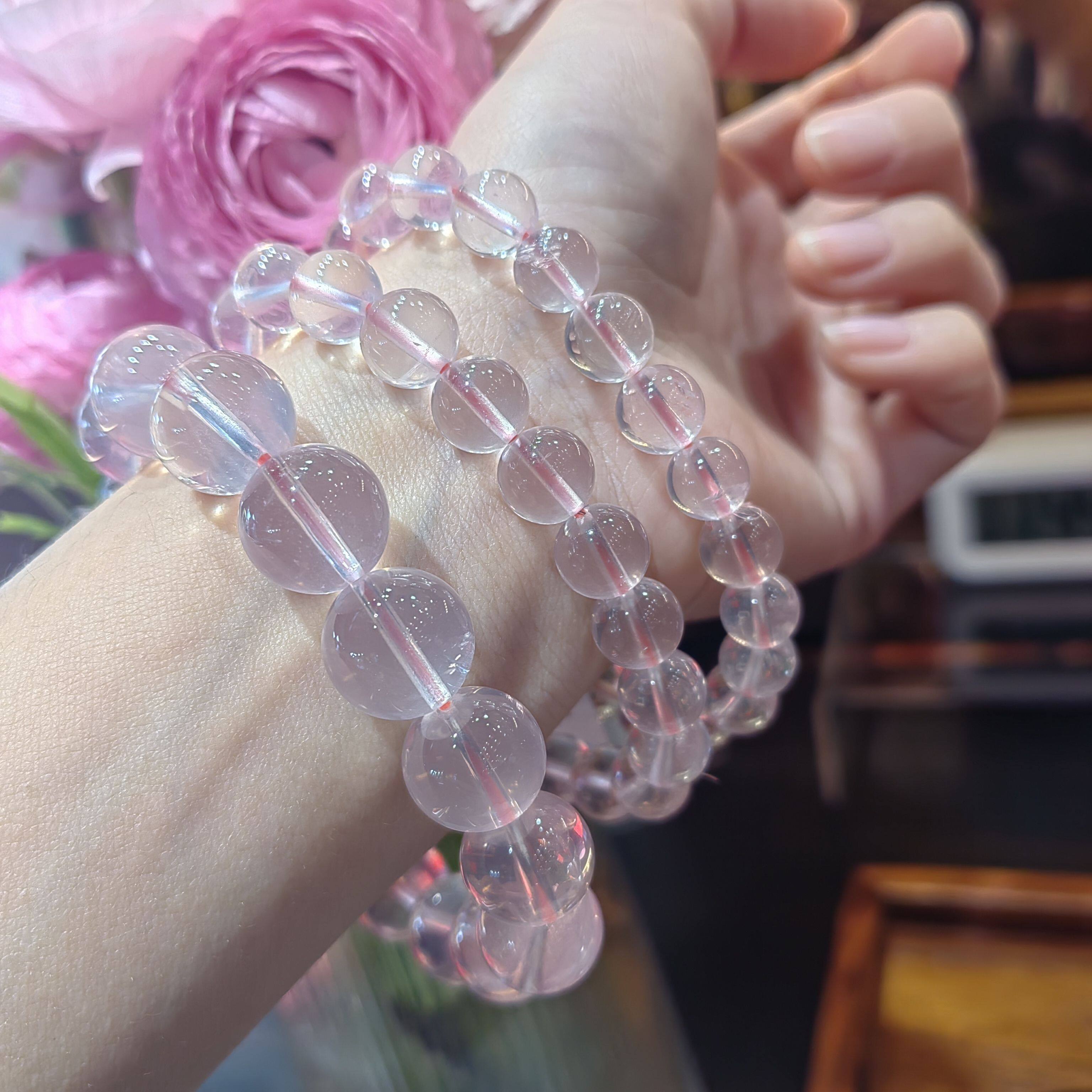 自有现货一物一图净透体果冻西柚蜜桃粉仙女星光粉粉晶手链手串女