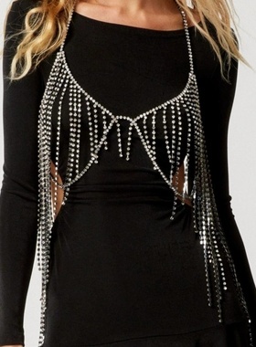 速卖通新品水钻流苏文胸 欧美性感比基尼满钻身体链女 body chian