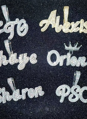 拼接组合吊坠微镶锆石实心项链