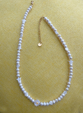 欧美2024星星拼菊花项链ins小众设计感颈链摩登气质锁骨链毛衣链