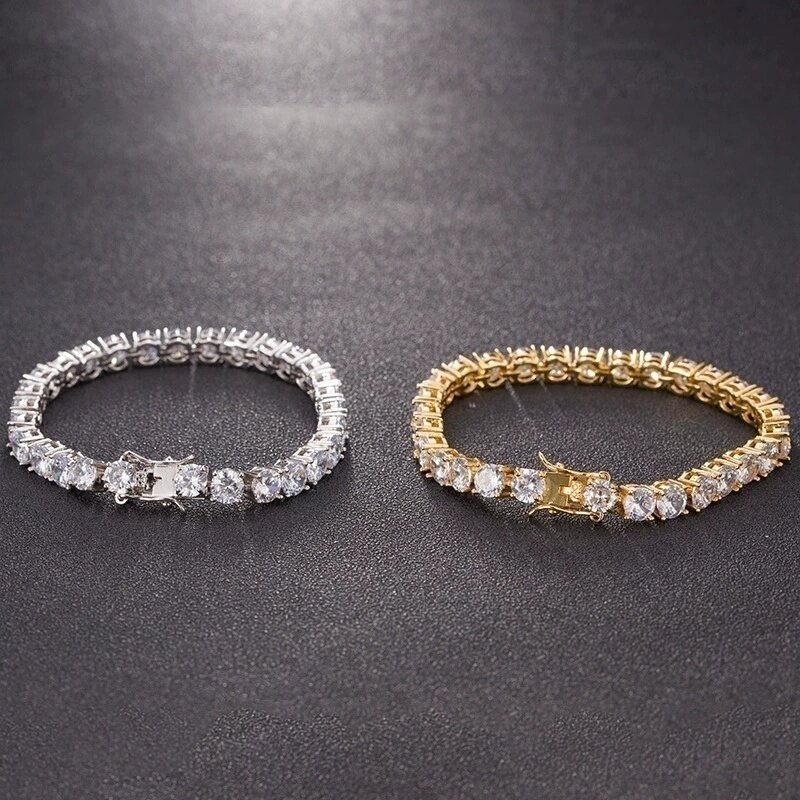 3/4/5/6mm单排钻微镶锆石手链网球链嘻哈男士Tennis bracelet饰品