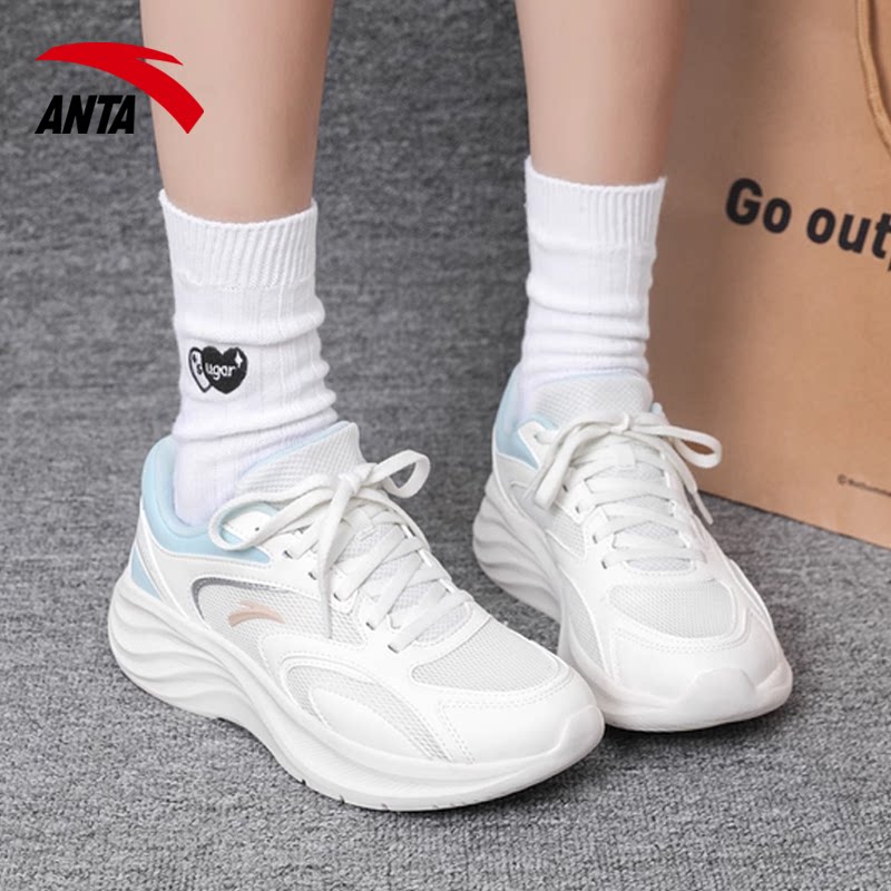 安踏女鞋星云2跑步鞋春季新款网面透气初中生学生减震软底运动鞋