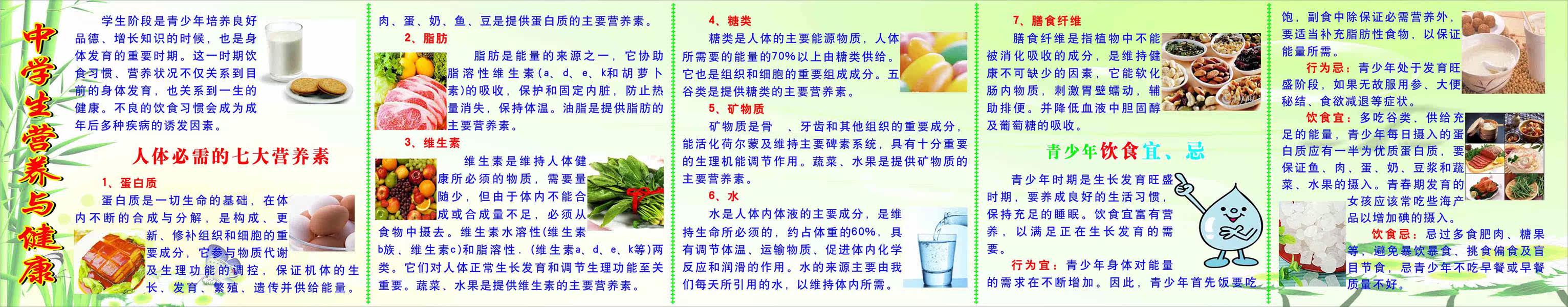 209画布海报展板喷绘贴纸素材2602学生营养与健康人体必需营养素