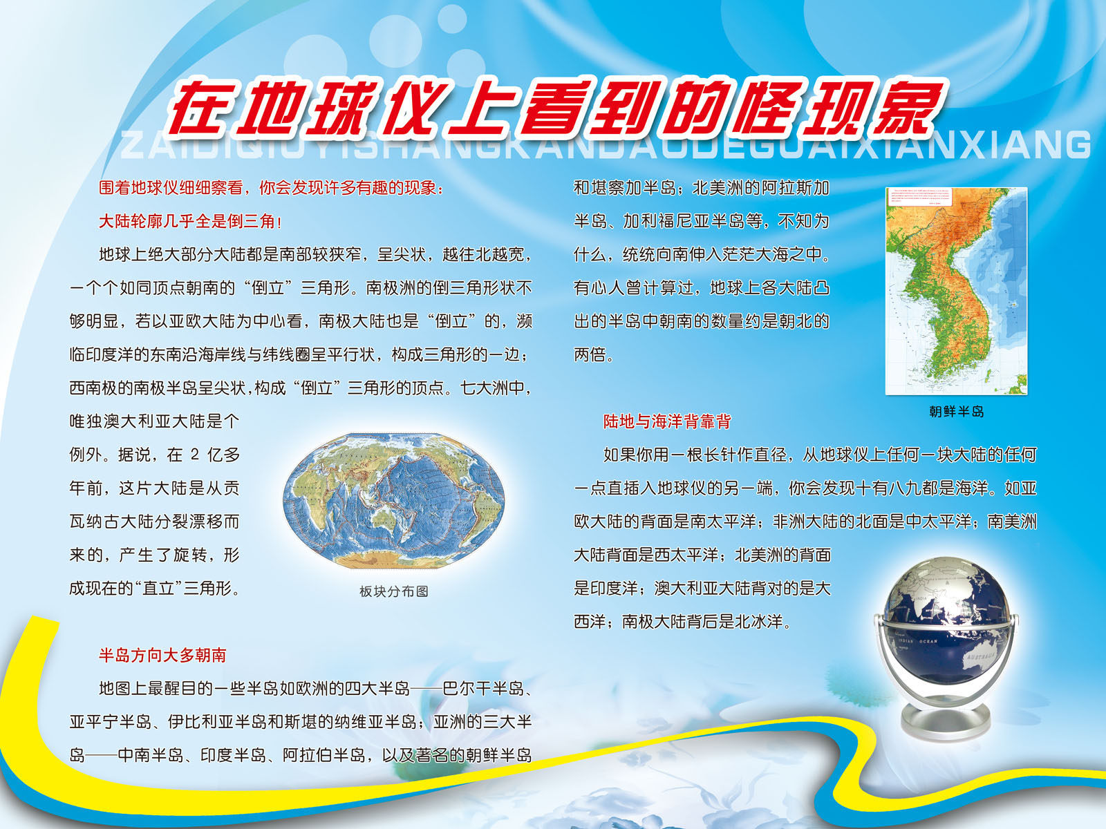 606画布海报展板喷绘贴纸图片277地球仪版面地理知识