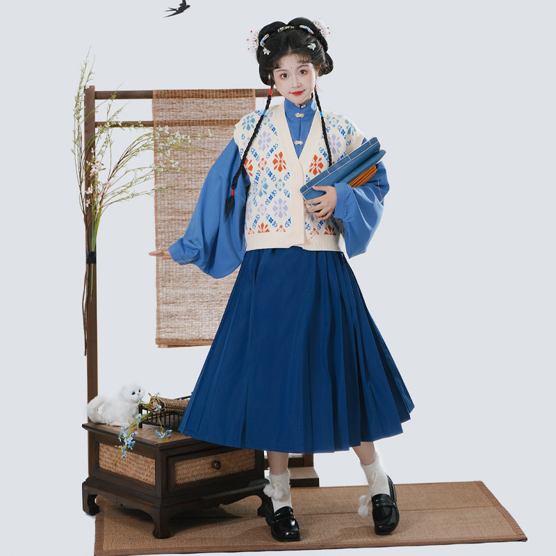 楚汉灵韵汉元素唐背子毛衣中长马面对襟立领琵琶袖春秋汉服日常汉