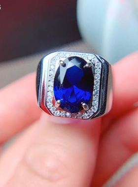 高端大气风坦桑石活口男士戒指