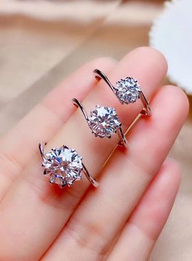 925银莫桑钻戒指六爪节日礼物