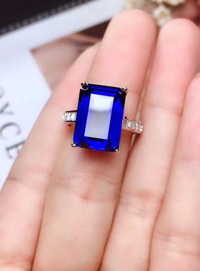 奢华大气风活口可调节蓝宝石戒指