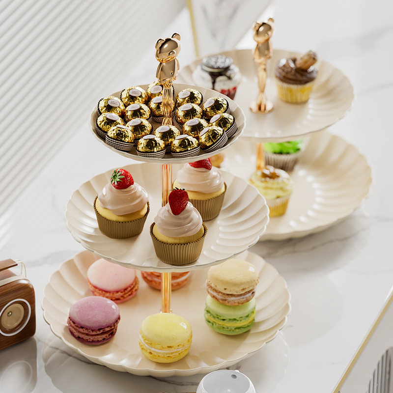 蛋糕西餐婚礼水果盘新年下午双层家用盘架果盘英式茶点心精致甜品
