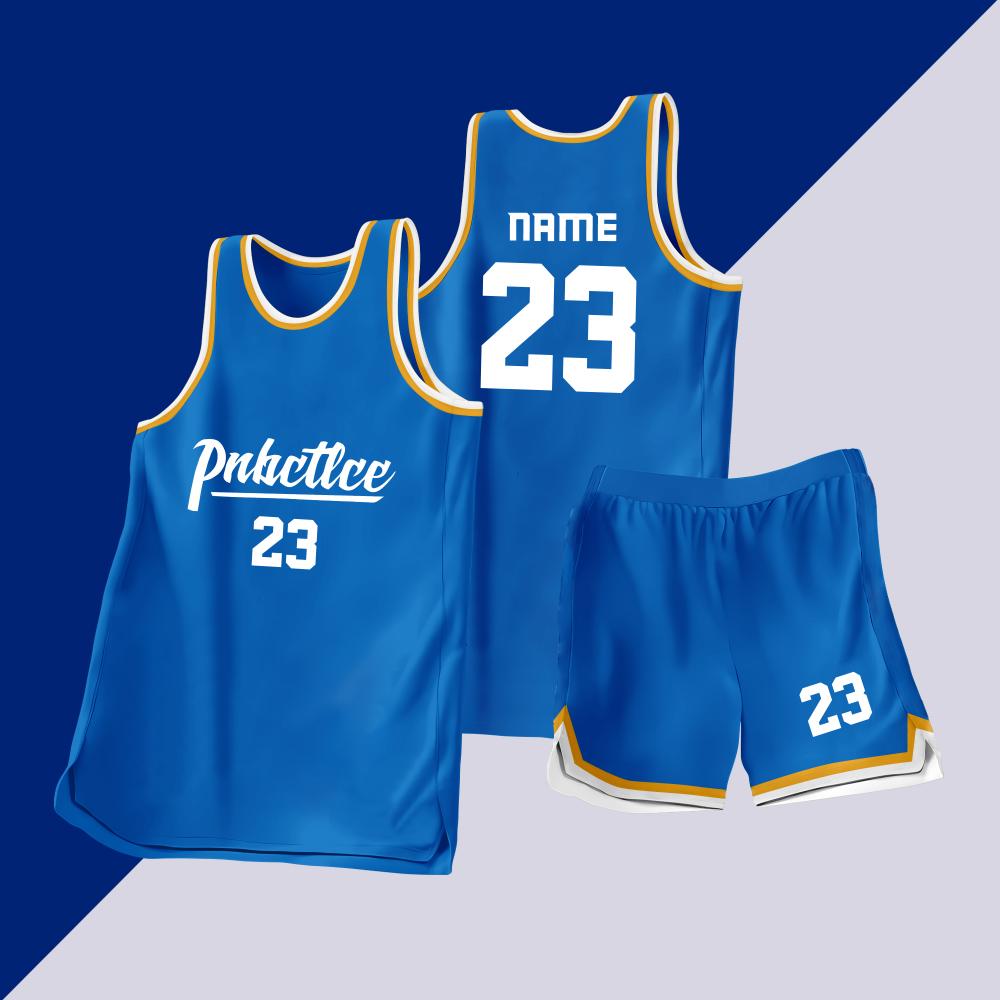 全身数码定制印刷成人儿童篮球服套装球衣比赛训练队服LB108 蓝色