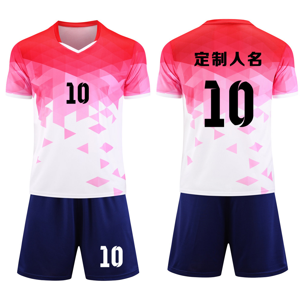 成人儿童学生短袖足球服套装比赛训练队服定制印刷字号 T11红色