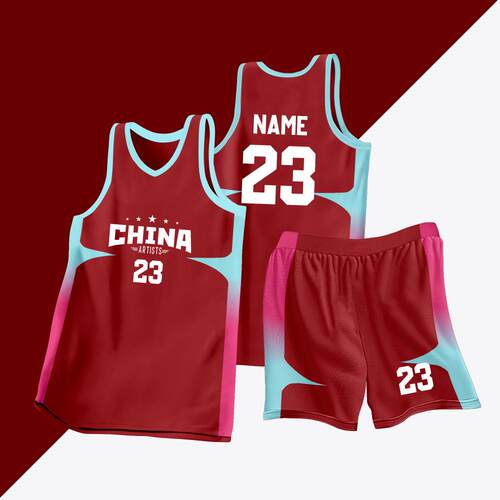 全身数码定制印刷成人儿童篮球服套装球衣比赛训练队服LB109 红色