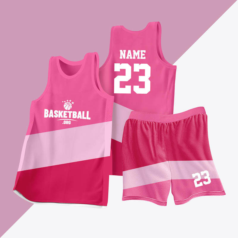 全身数码定制印刷成人儿童篮球服套装球衣比赛训练队服lb103 粉色