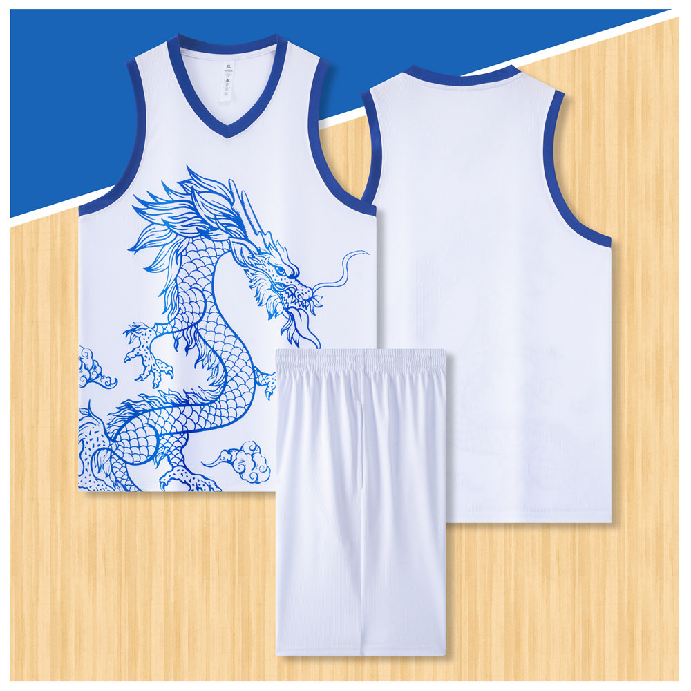 龙舟比赛服训练服 篮球服球服背心短裤套装定制印字A026白色